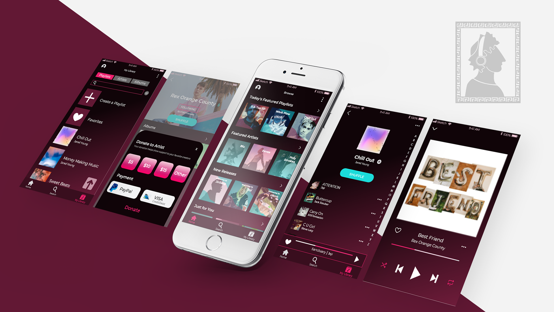 High Fidelity App Screens