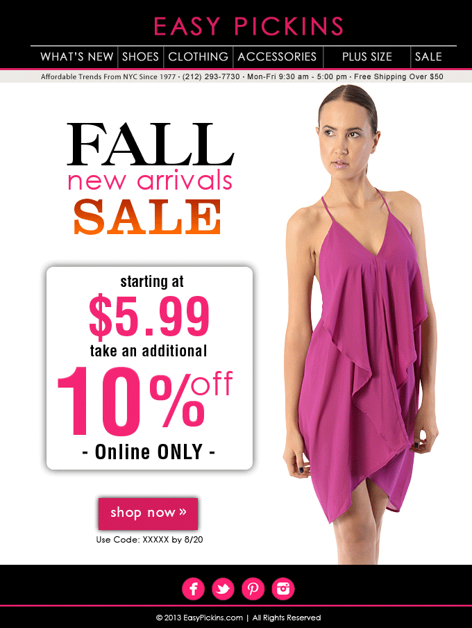 Fall Sale Web Advertisement for CSD clothing fall sale.