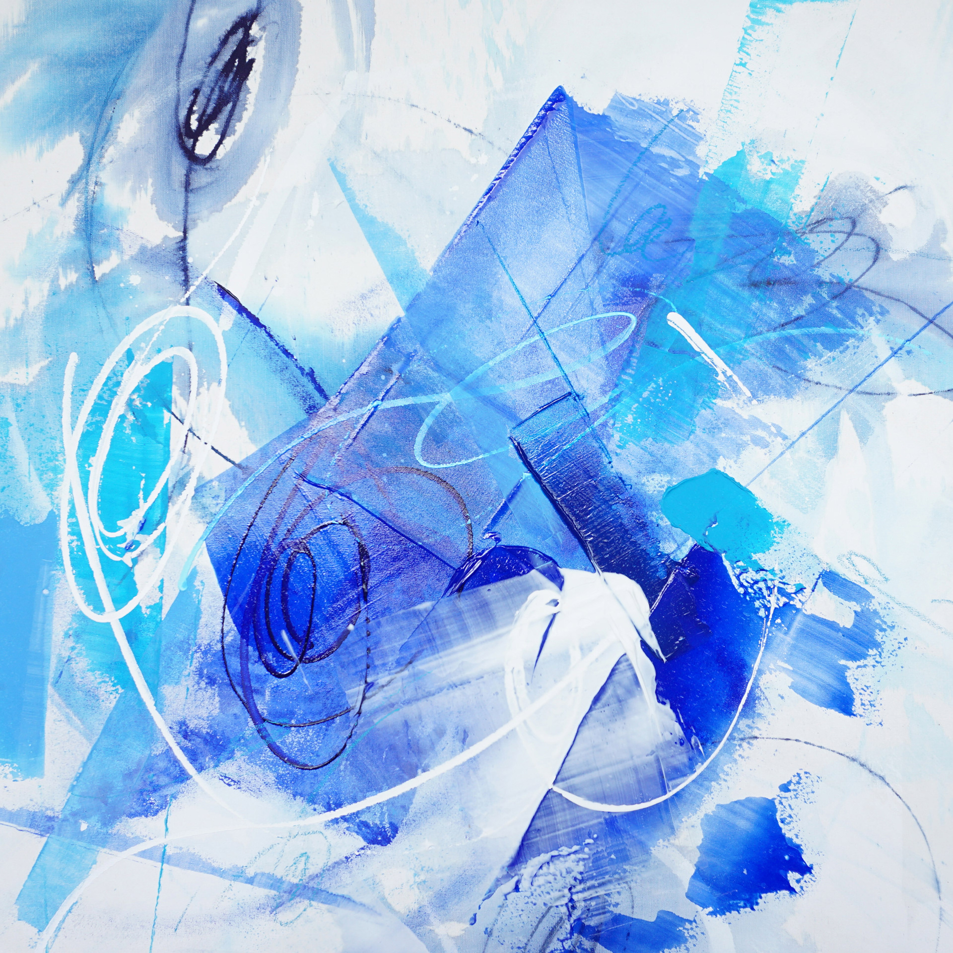 「drop 01」/ 910×910mm Acrylic paint , Medium , Oil pastel , Canvas (2022)