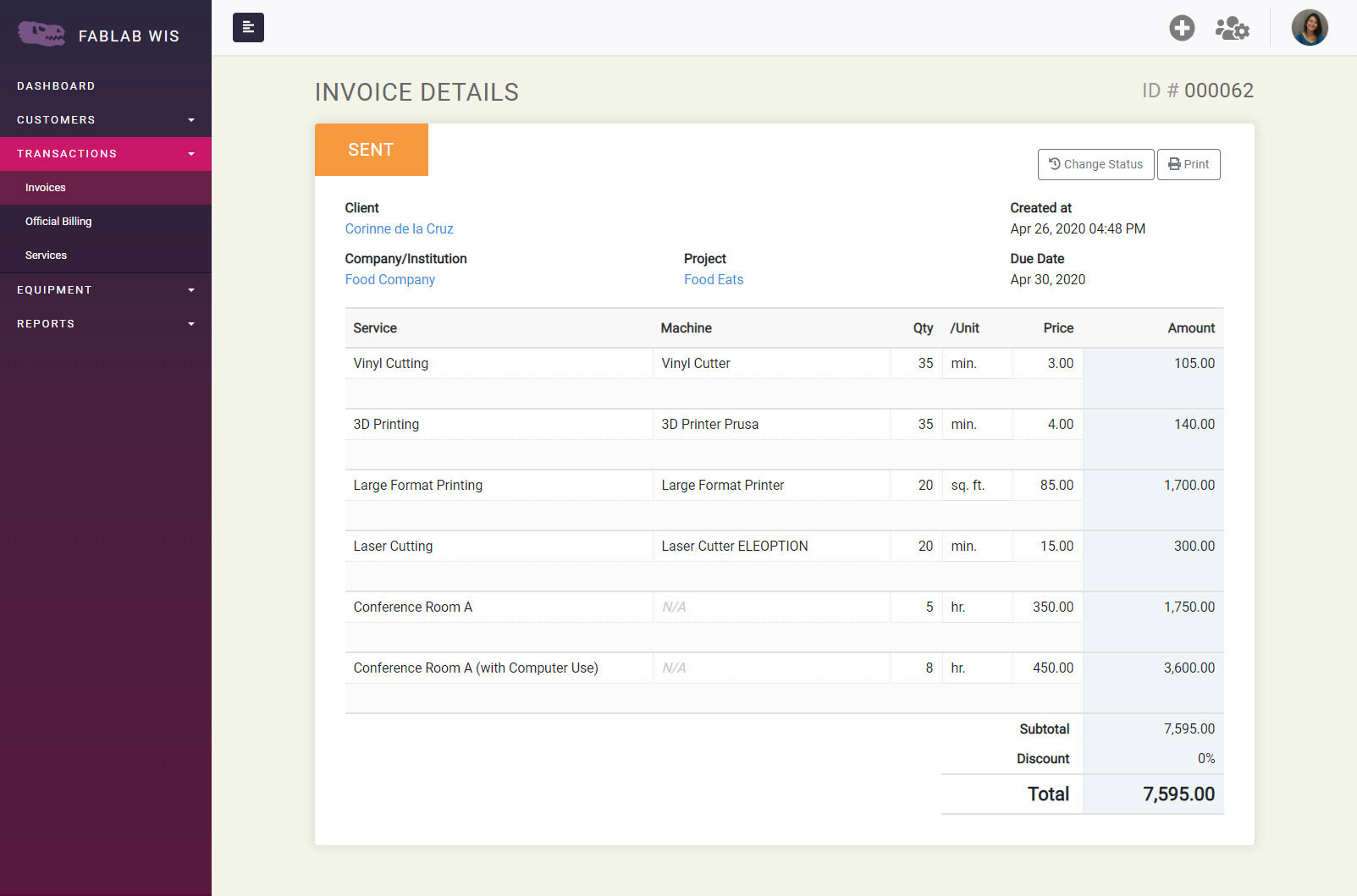 Invoice Details Page