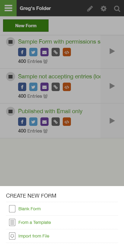 Phone - Create Options