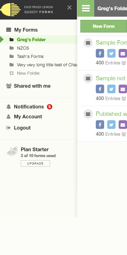 Phone - Sliding Nav for Folders and Navigation