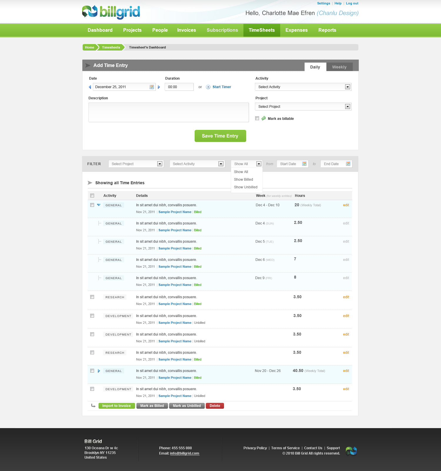 Timesheet Dashboard