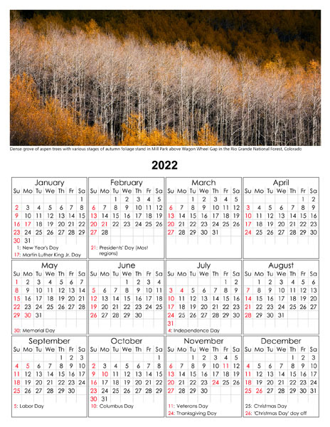 Nature Calendar, 2022 by photographer D'Arcy Leck
