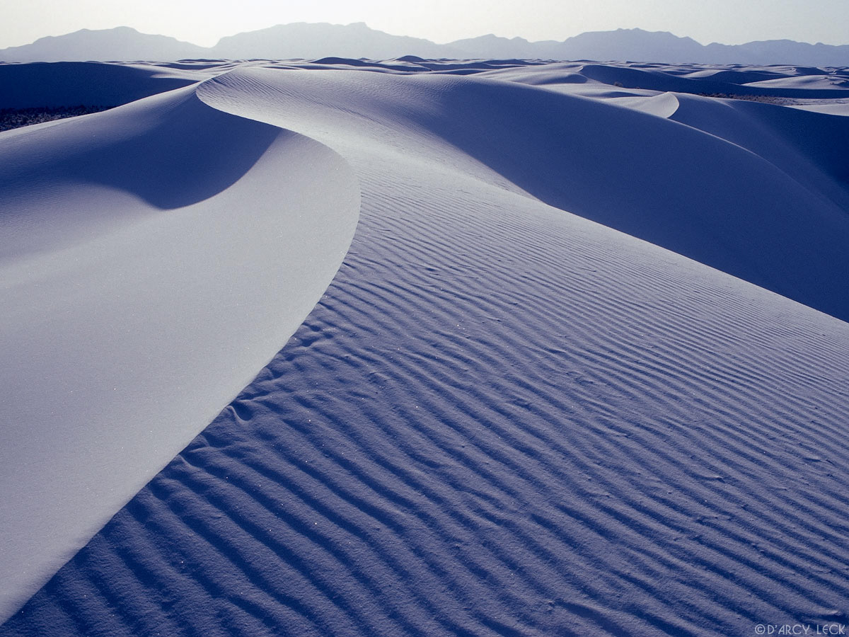Curving gypsum sand dunes in White Sands National Monument, New Mexico, USA