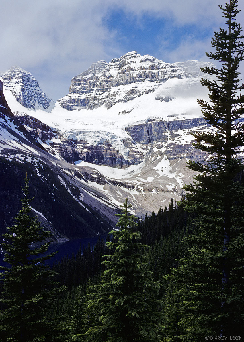 Mt. Gloria and Lunette Peak tower above Marvel Lake in Banff National Park, Alberta, Canada