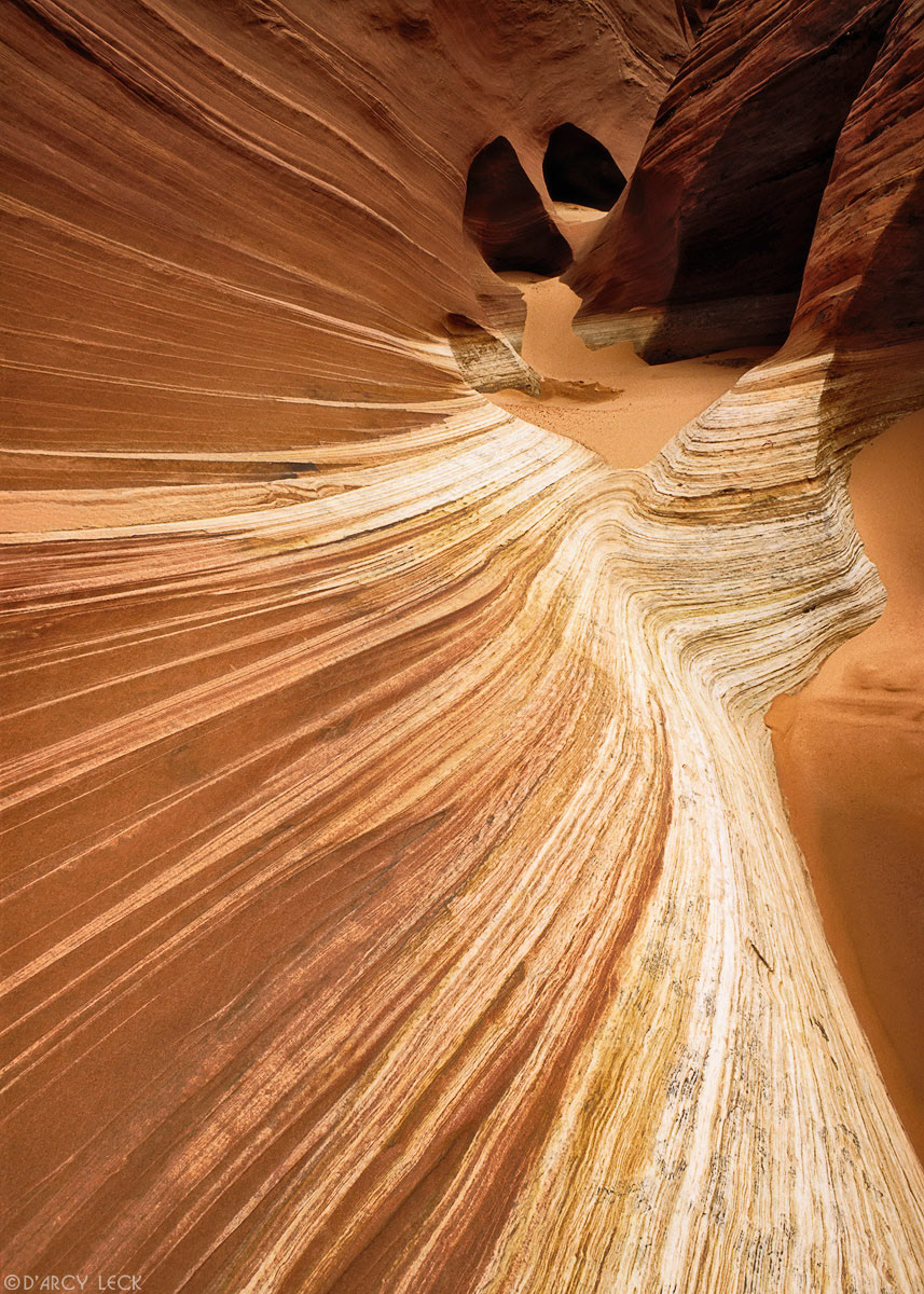 Dry wash and sandstone rock formations, Coyote Buttes Area, Paria Canyon-Vermilion Cliffs Wilderness, Arizona