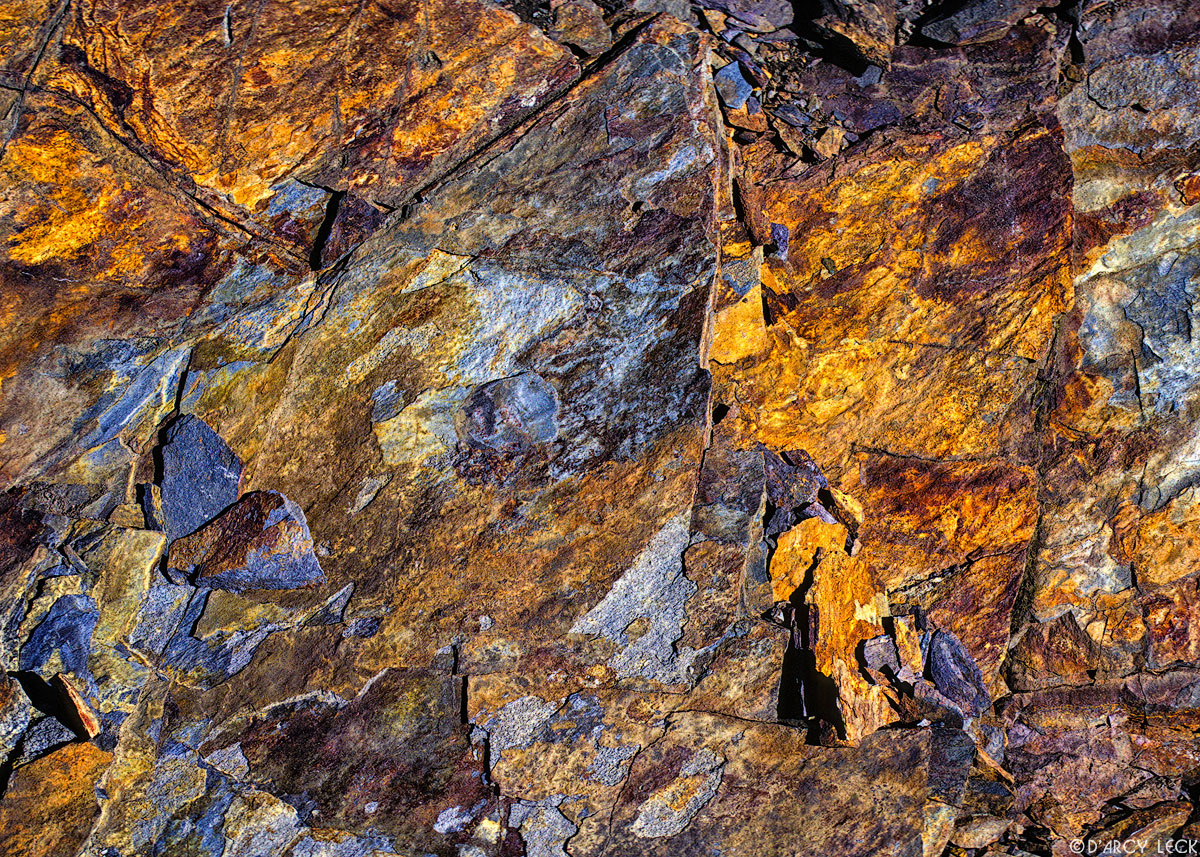 Scaling gray and gold colored shale rock, Great Smoky Mountains National Park