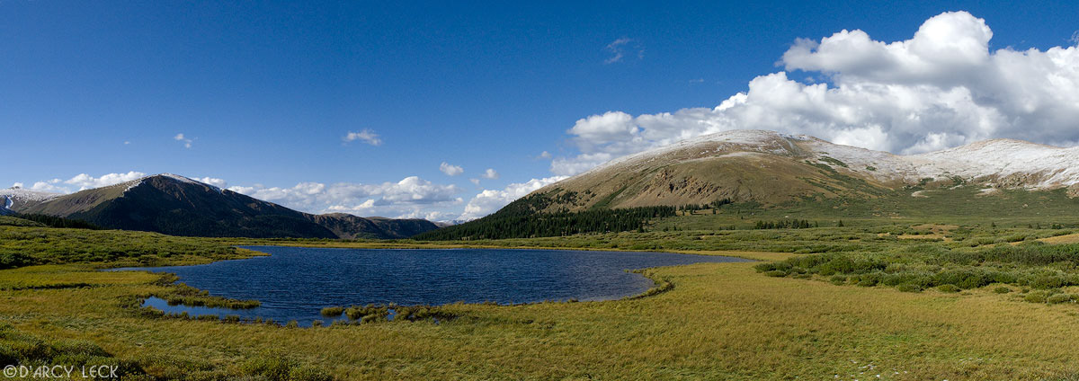 Meadow and lake at Guanella Pass with Otter Mountain in distance, Colorado