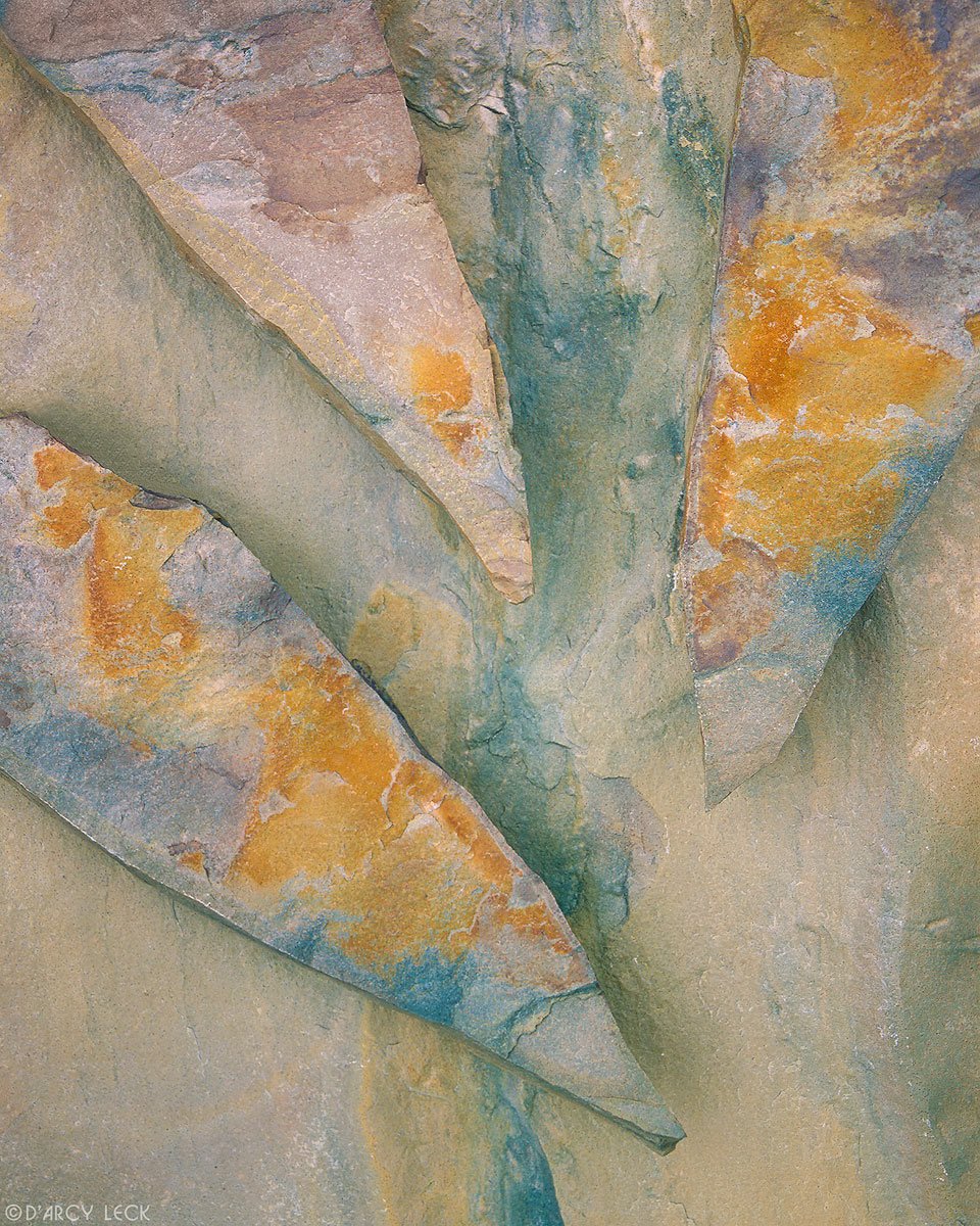 Three pointed slate rocks in the Canadian Rockies