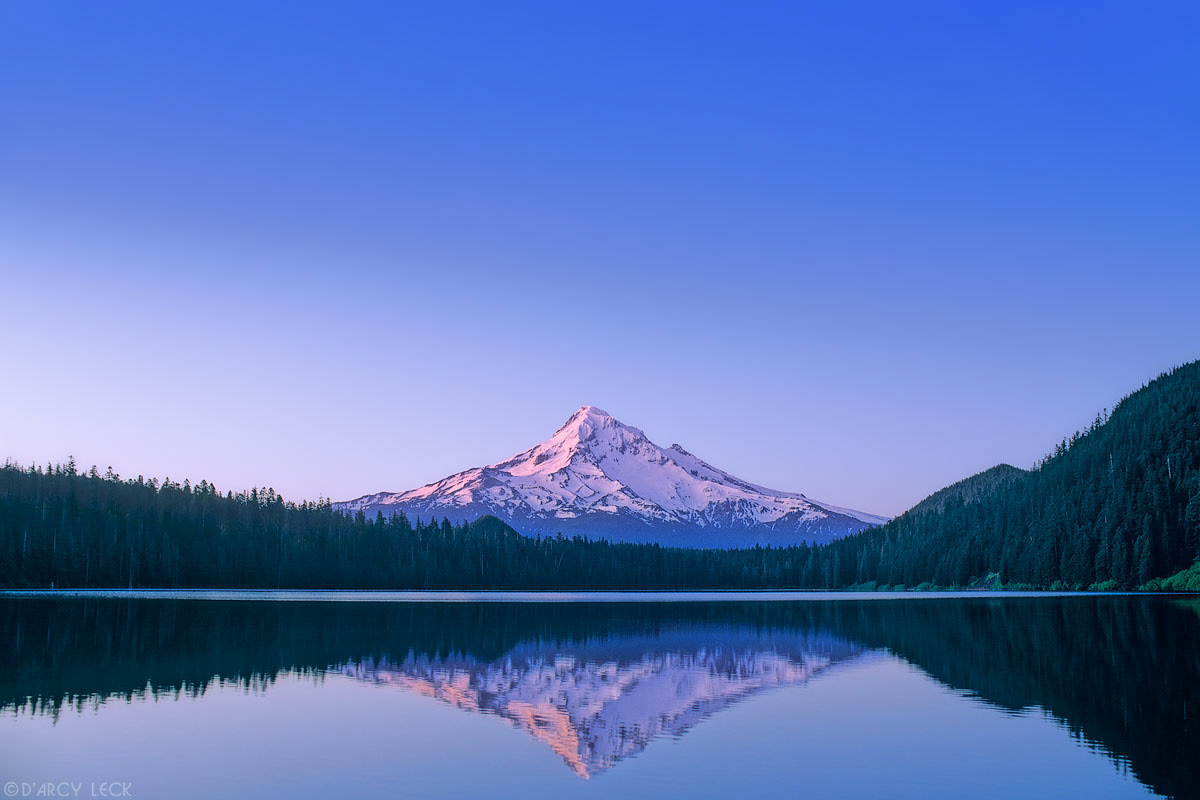 Mount Hood reflects in Lost Lake at dawn, Oregon
