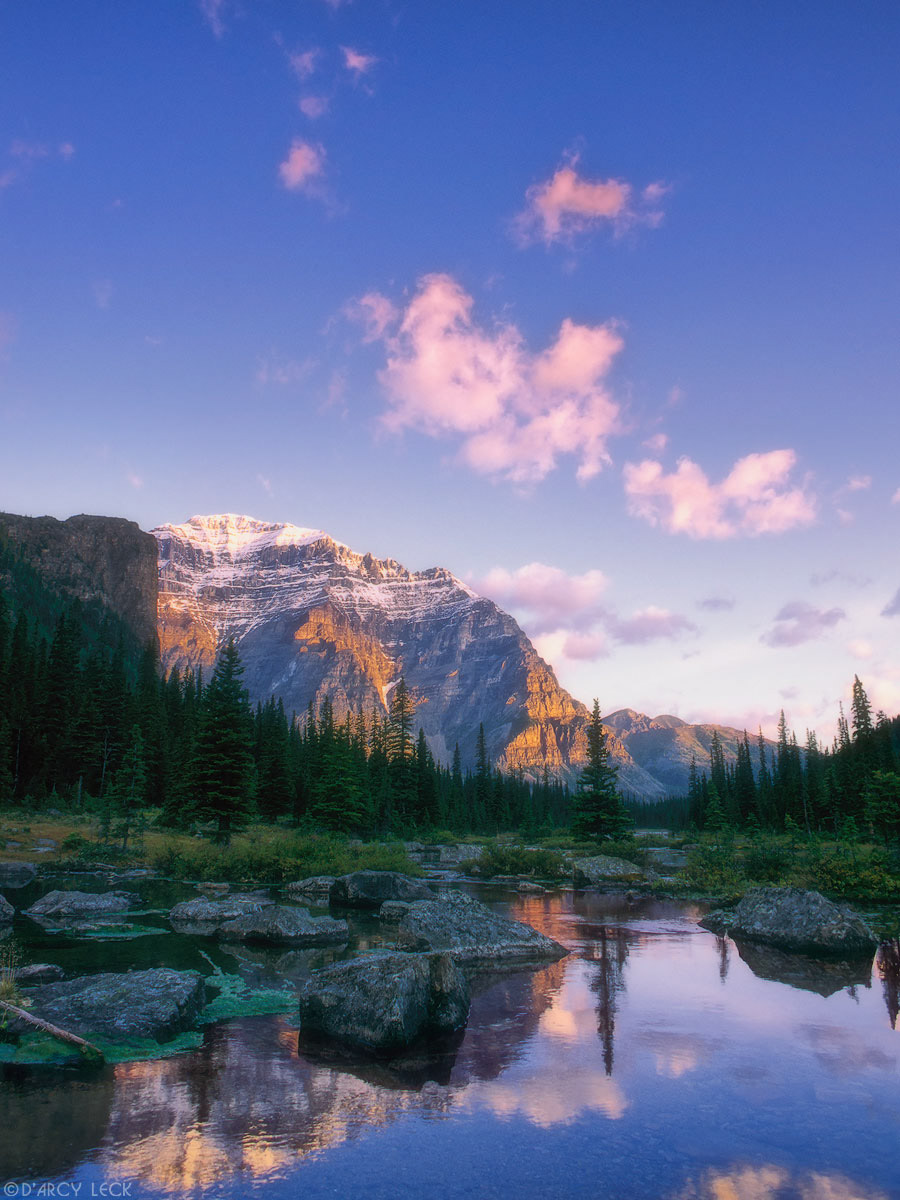 Mount Temple and Babel Creek at sunrise, Consolation Valley, Banff National Park, Canada