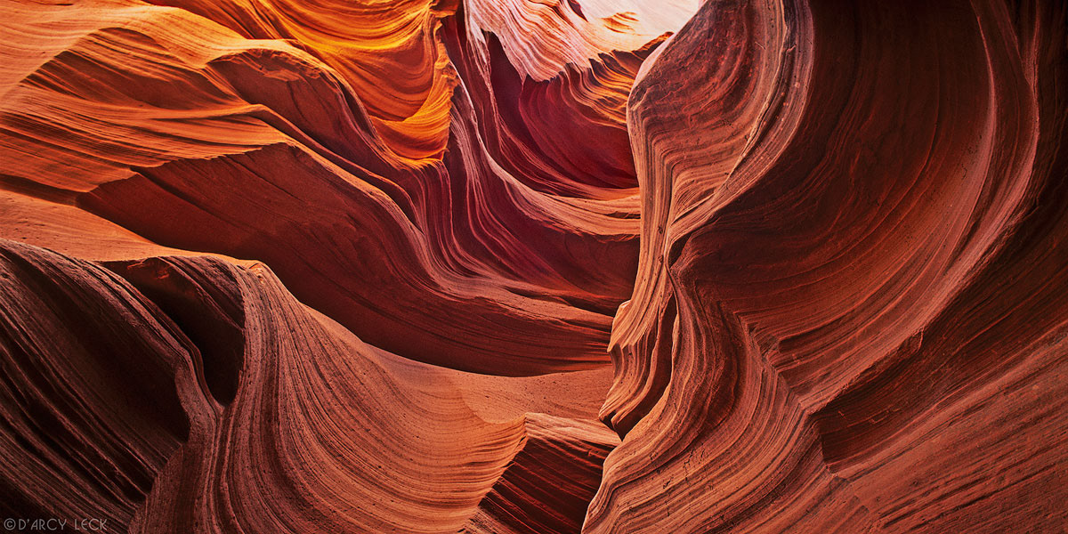 Water-sculpted slot canyon sandstone walls in Lower Antelope Canyon, Arizona