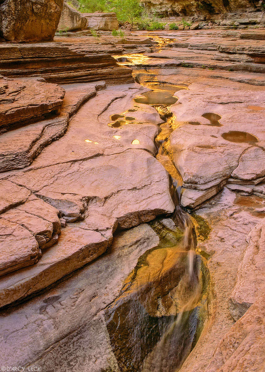 Water traversing through eroded streambed in Matkatamiba Canyon, Grand Canyon National Park, Arizona
