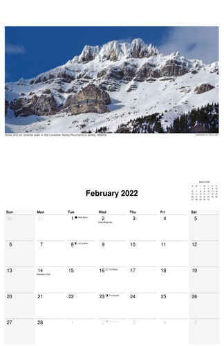 Nature Calendar, February 2022 by photographer D'Arcy Leck