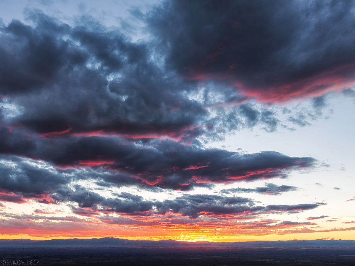 Clouds catch sunset light over the San Luis Valley, Colorado