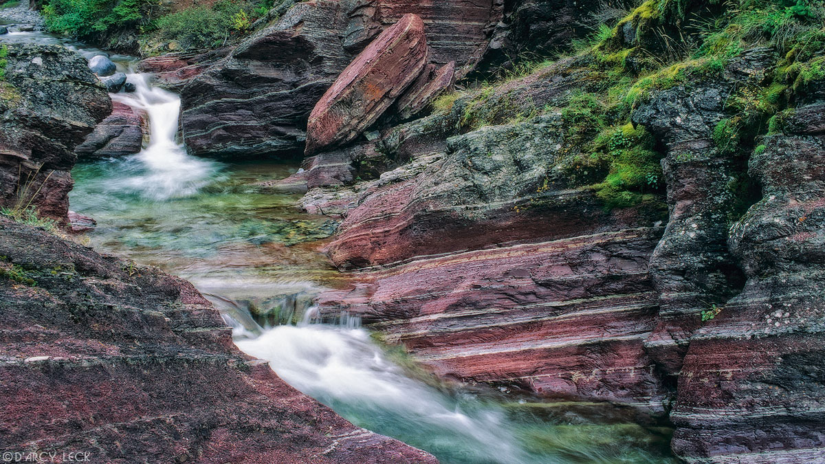 Red Rock Creek flows through Red Rock Canyon in Waterton National Park, Canada