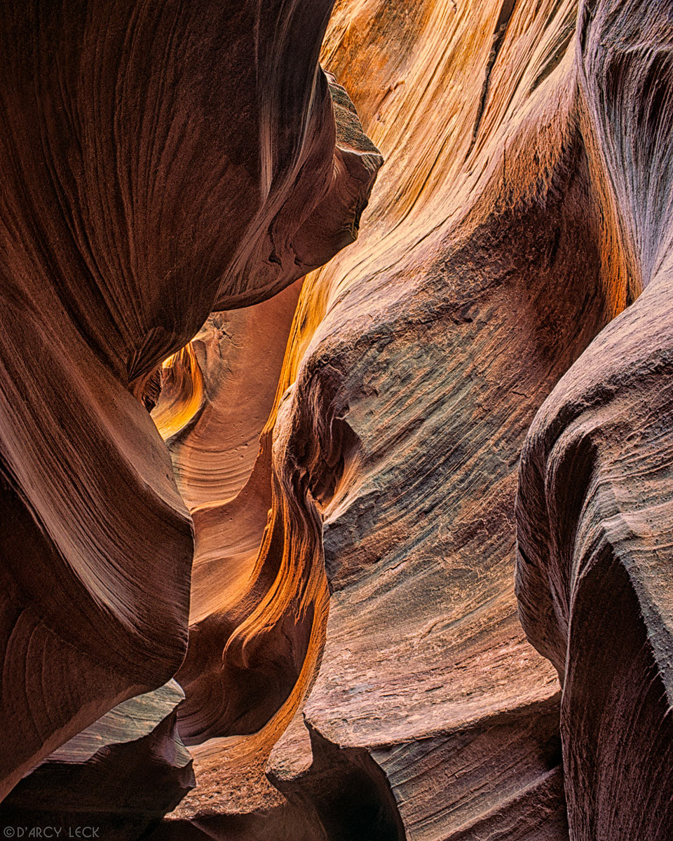 Water-sculpted slot canyon walls in Waterholes Canyon, Arizona