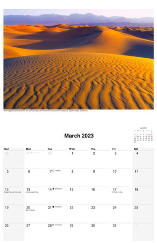 March 2023 scenic calendar by D'Arcy Leck