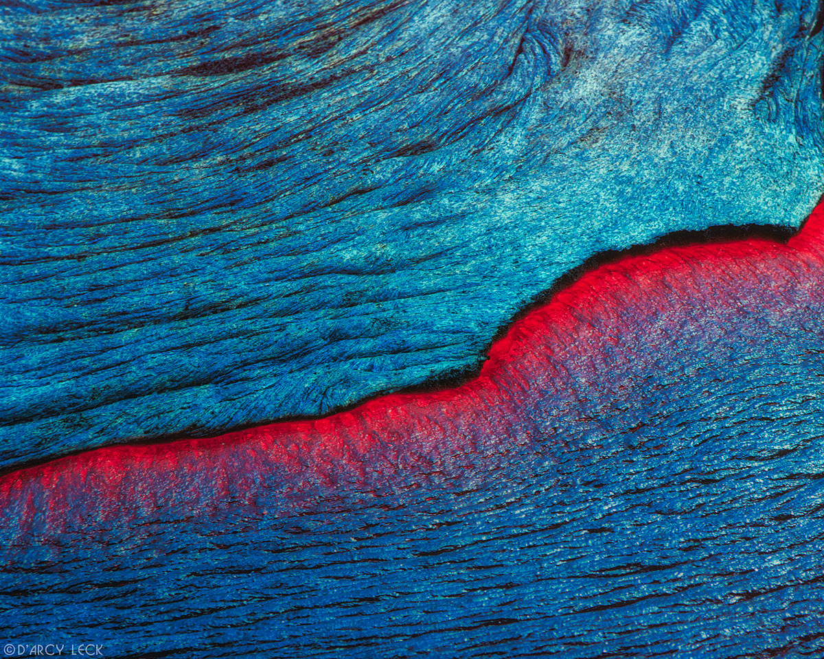 Pahoehoe lava cools to silver gray color in Volcanoes National Park, big island of Hawaii