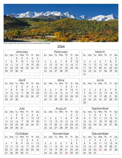 2024 scenic calendar by D'Arcy Leck