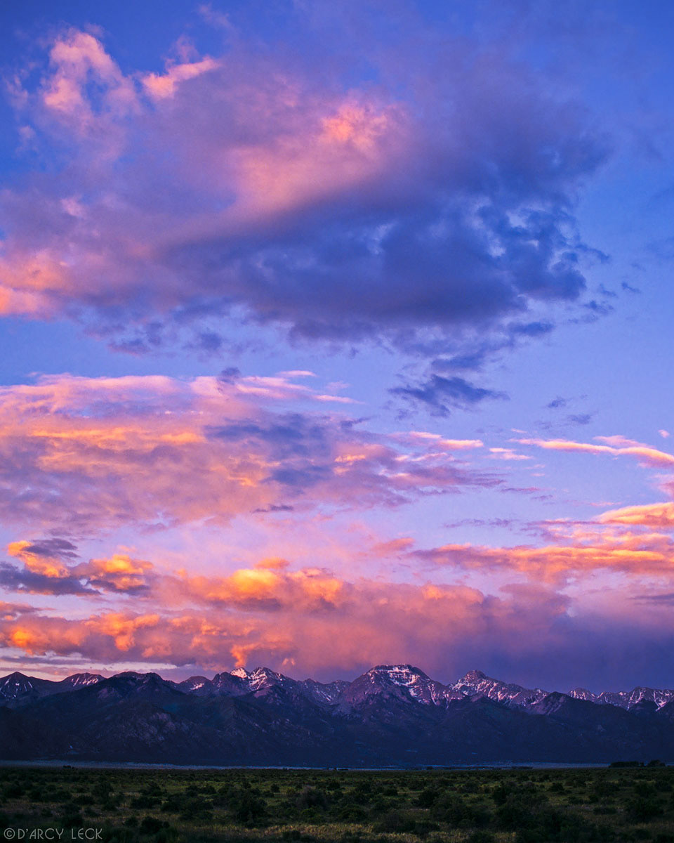 Sangre de Cristo Mountains at sunset near Crestone, Colorado