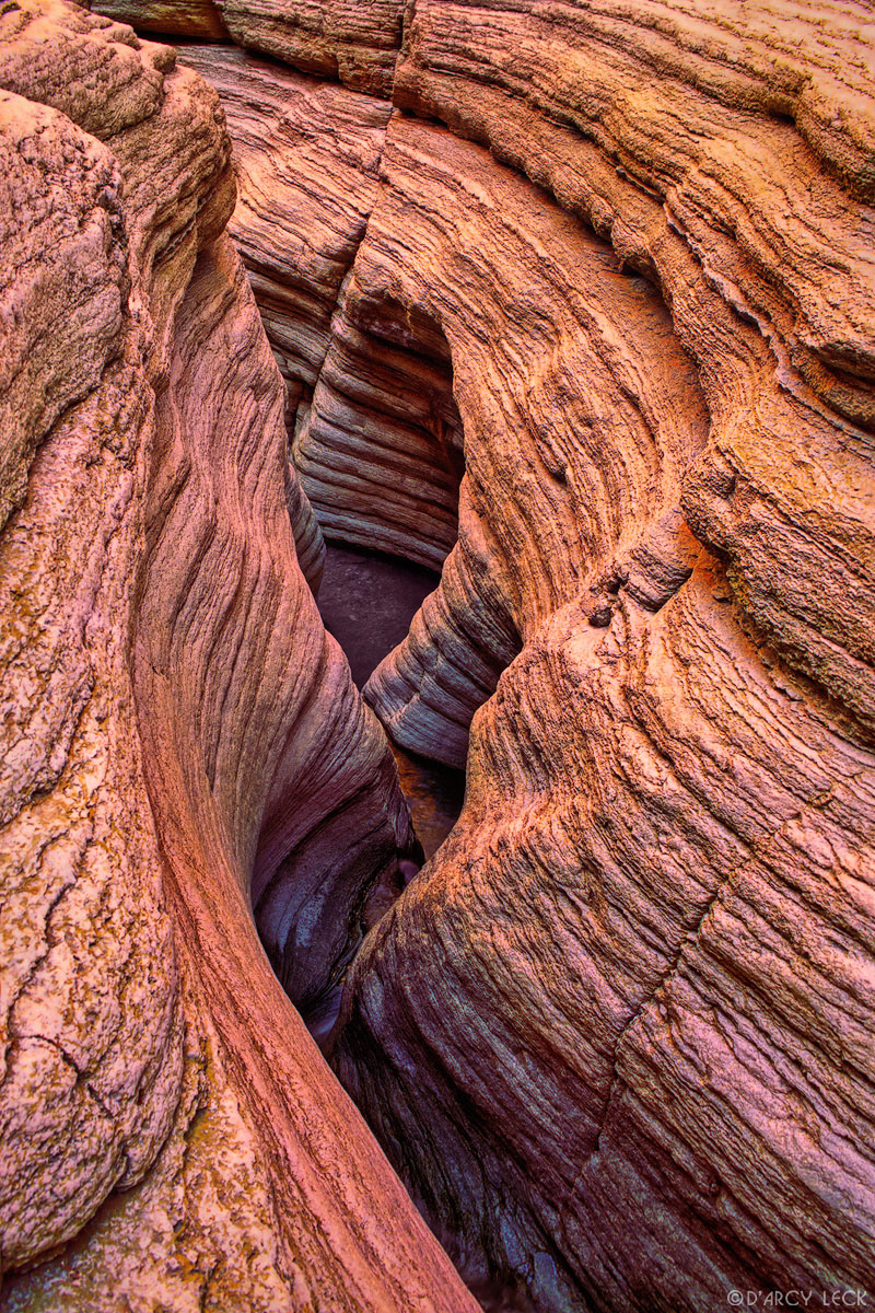 Narrow, eroded slot canyon walls of Matkatamiba Canyon, Grand Canyon National Park, Arizona