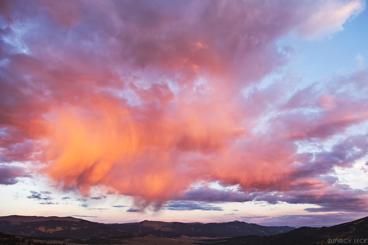 Virga falls from dying storms at sunset, Colorado