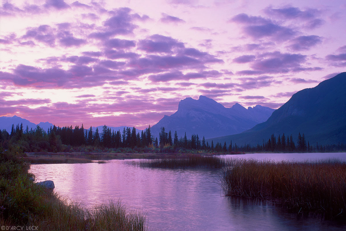 Vermillion Lakes and Rundle Mountain at sunrise, Banff National Park, Alberta, Canada