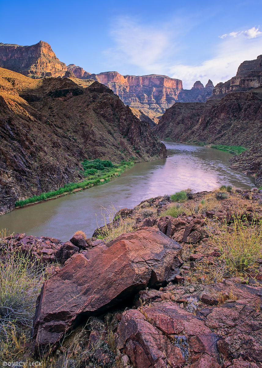 Rocks on ledge overlooking Colorado River in the Grand Canyon, Grand Canyon National Park, Arizona