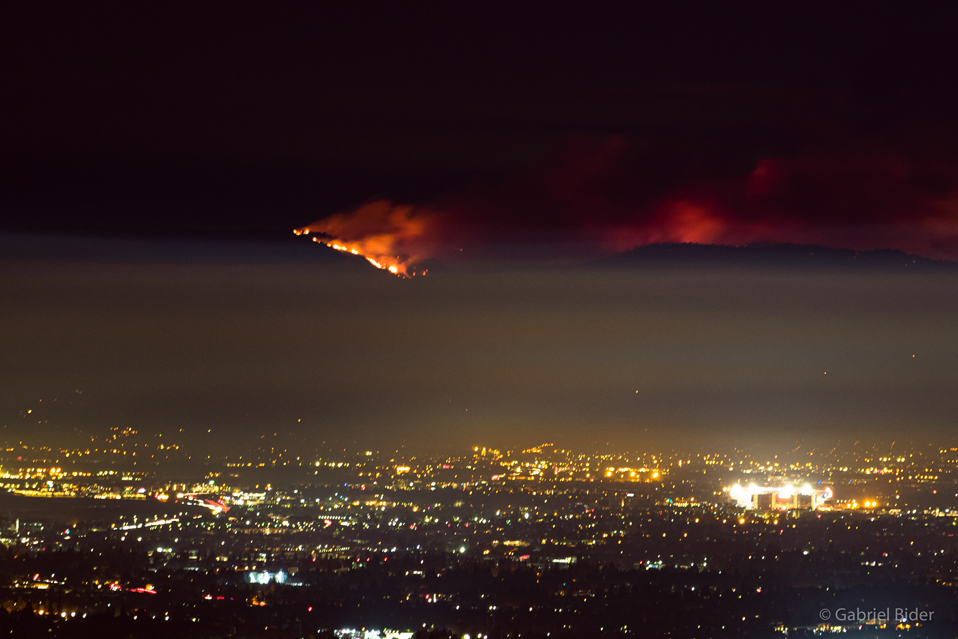 Flames from the SCU Fire Above the Bay Area