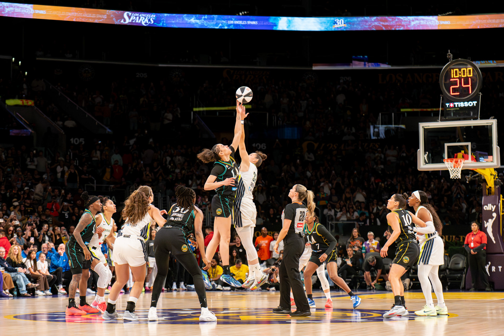 Tipoff for LA Sparks vs. Dallas Wings on June 5th 2026 at Crypto.com Arena in Los Angeles California.
