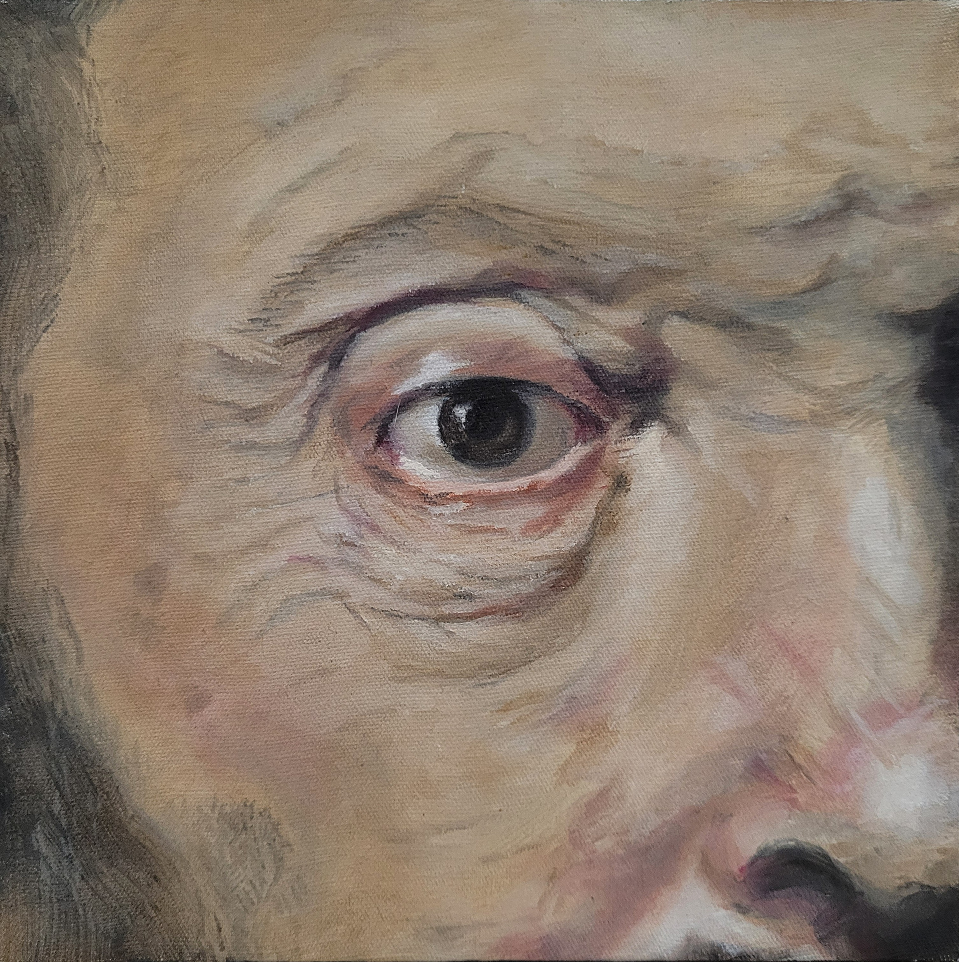 Estudo II (baseado em Rembrandt). 2021. Óleo sobre tela. 20x20