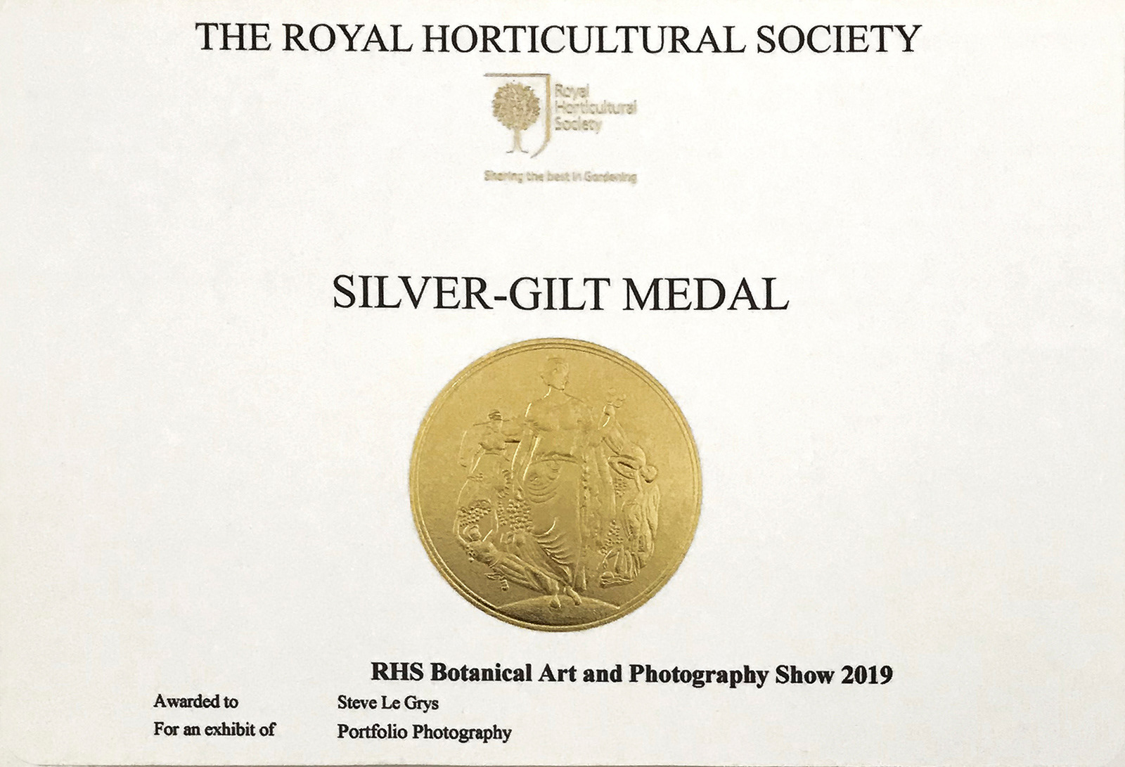 RHS Silver Gilt Medal 2019