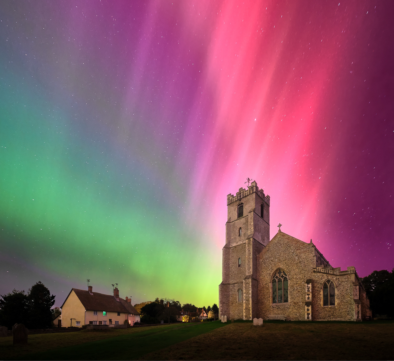 5th - Aurora Over Coddenham Church Suffolk - Anne Burton