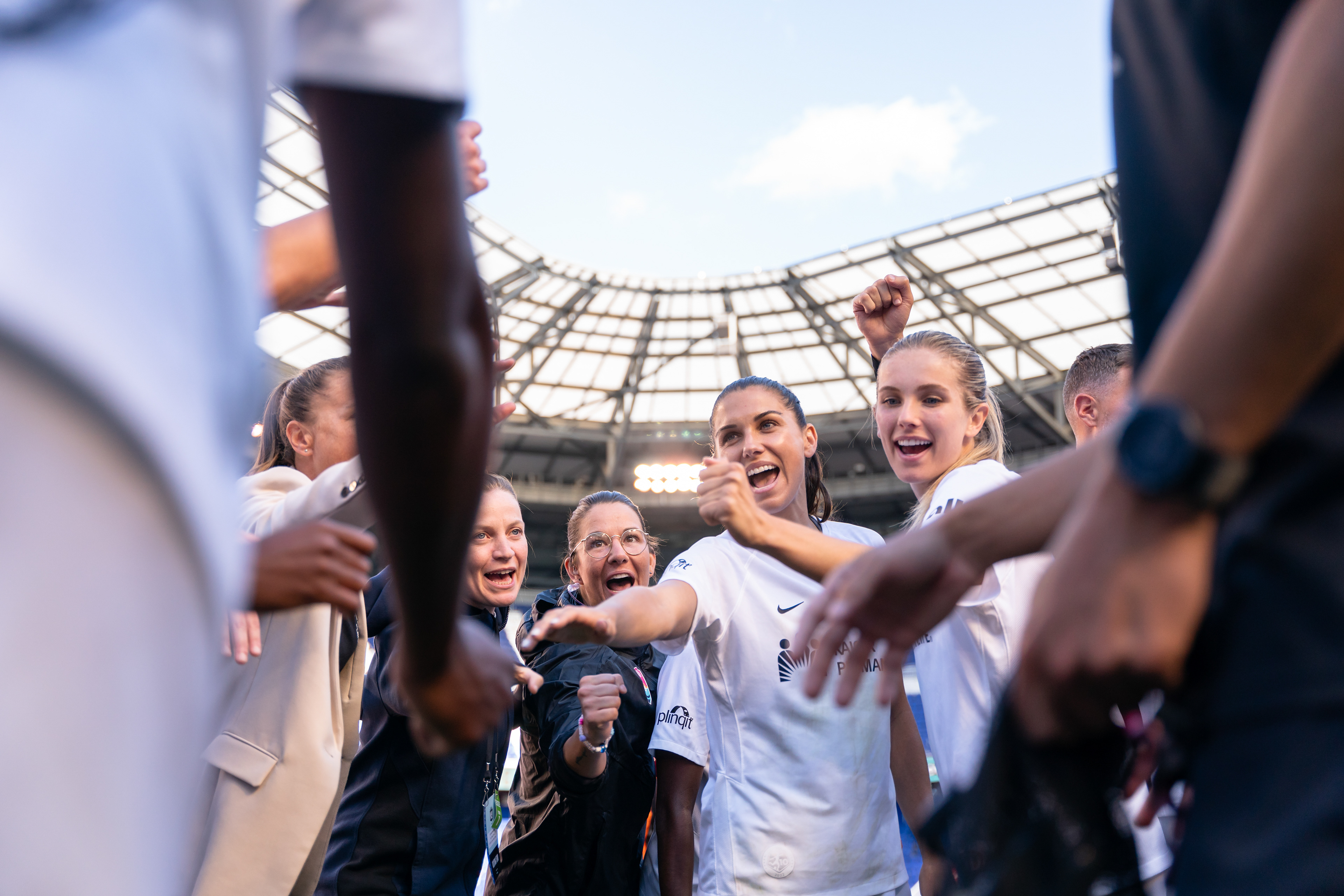 Symmetrical, Low Angle Group Shot, Mixed Lighting