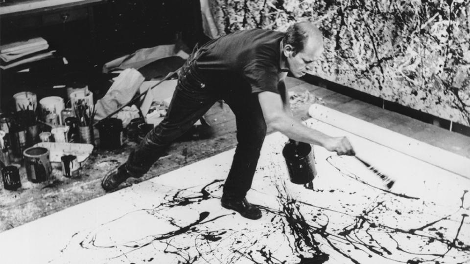 Jackson Pollock dans son atelier
