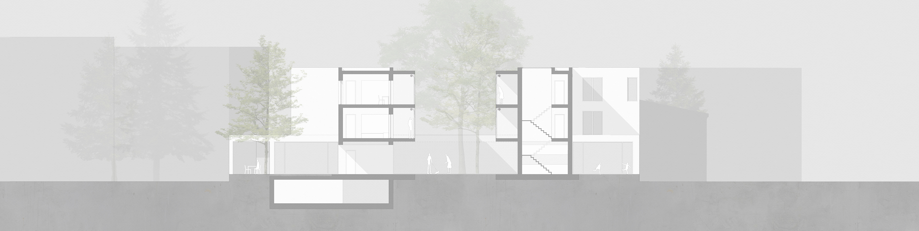 - transversal section // household access & garden -
