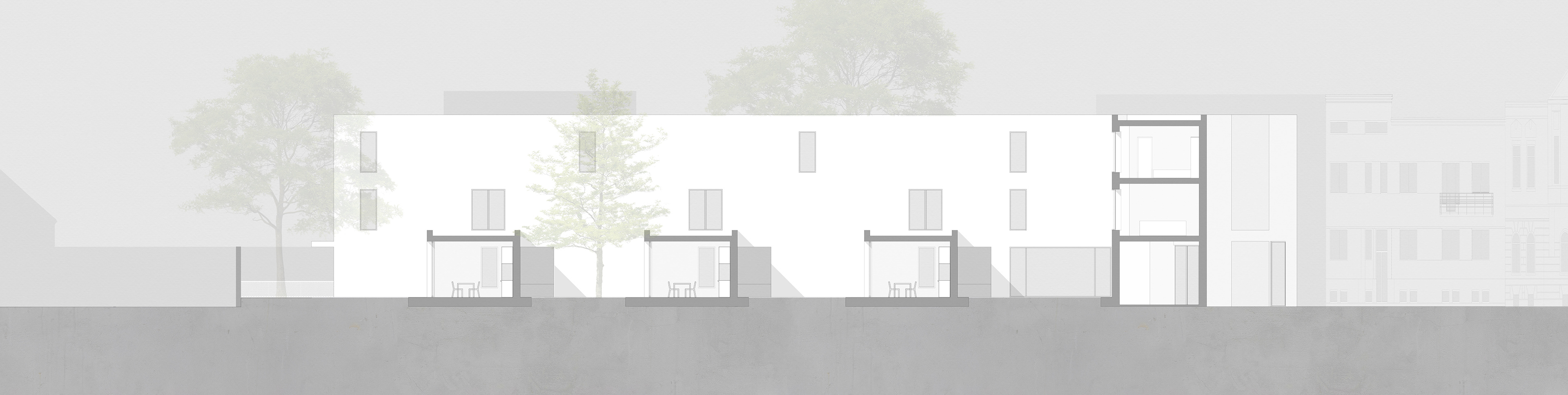 - section // succession of gardens and living spaces -