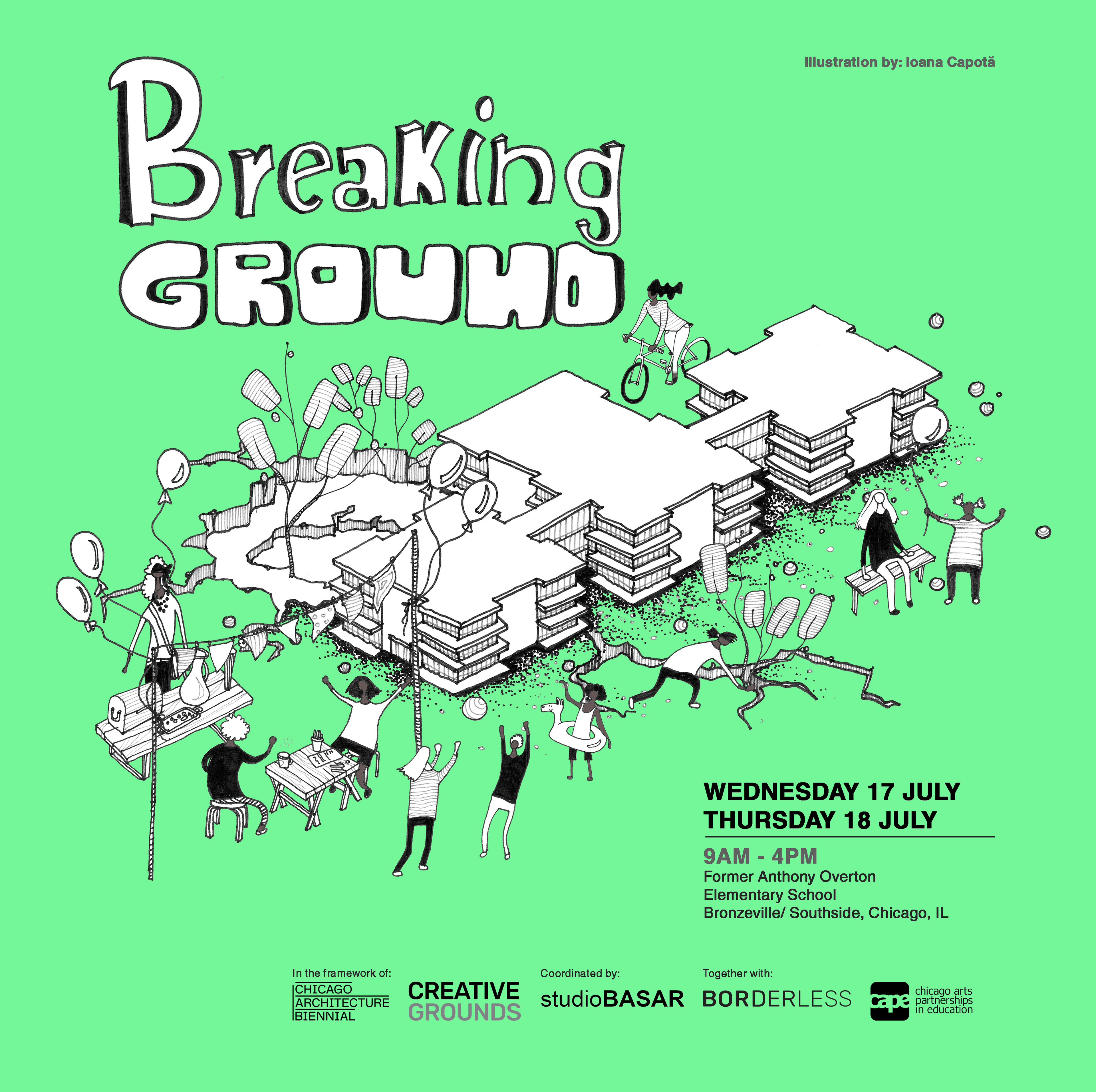 - illustrated poster for studioBASAR: The Breaking Ground workshop // Chicago -