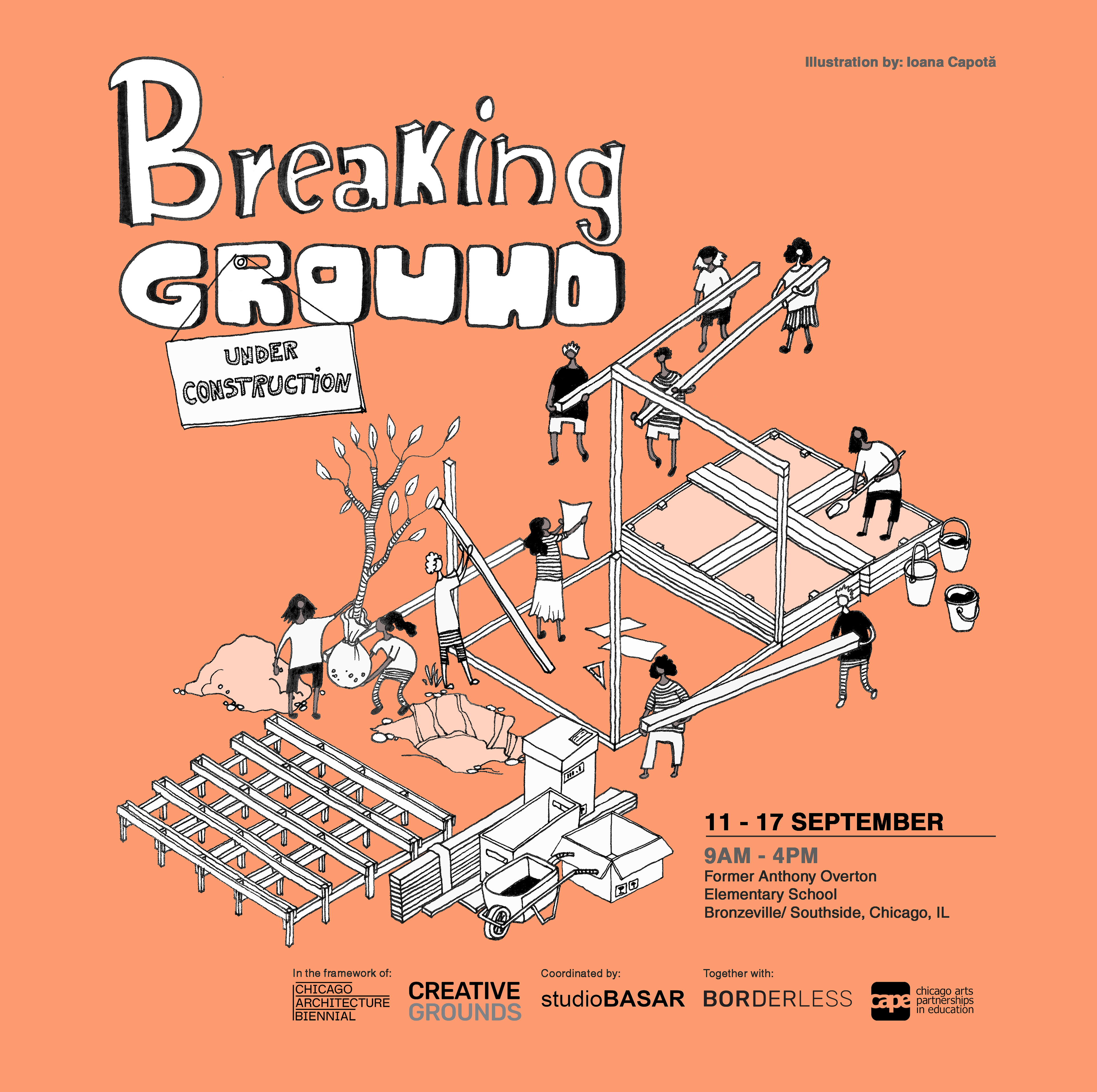 - illustrated poster for studioBASAR: The Breaking Ground workshop // Chicago -