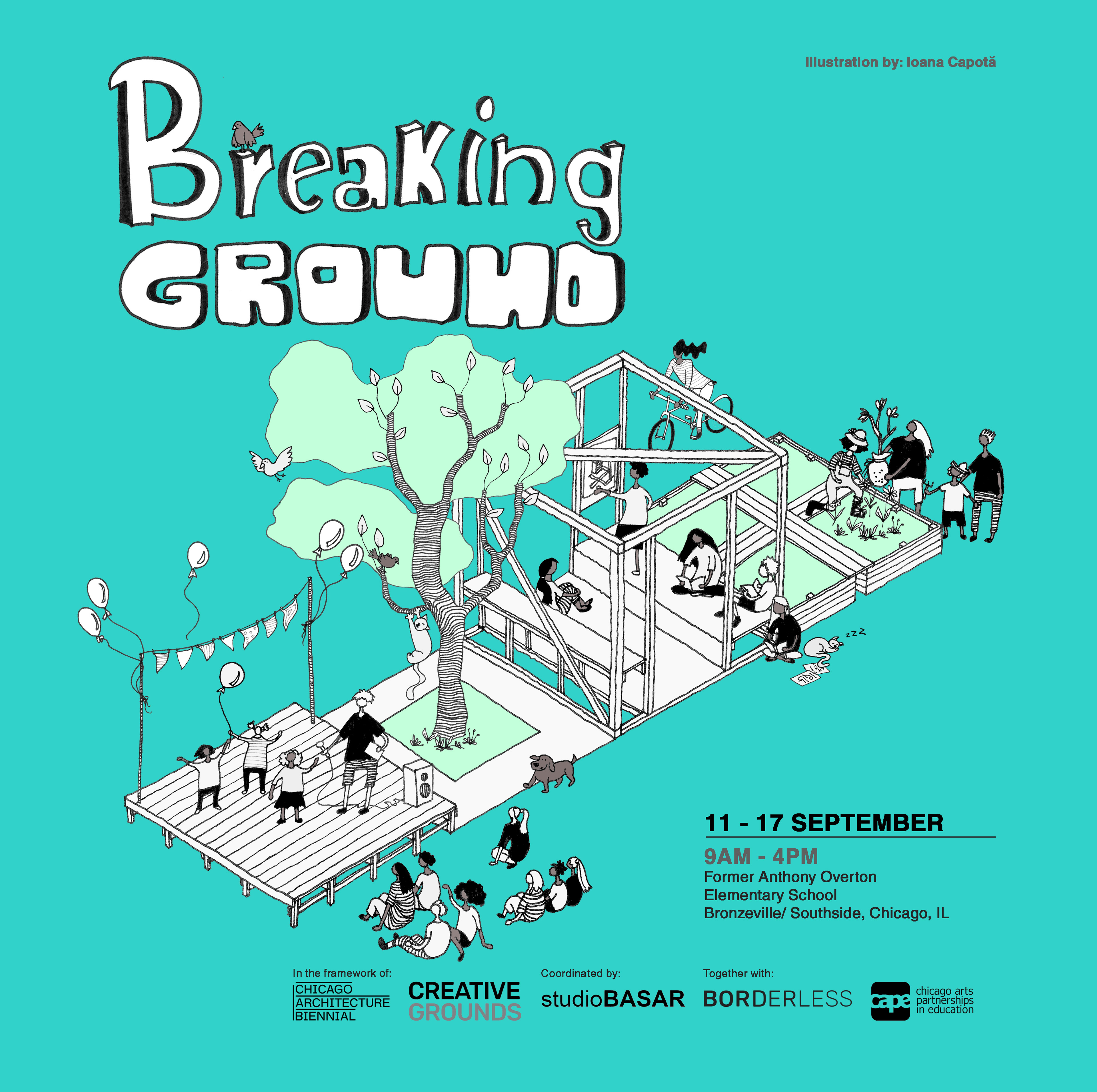 - illustrated poster for studioBASAR: The Breaking Ground workshop // Chicago -