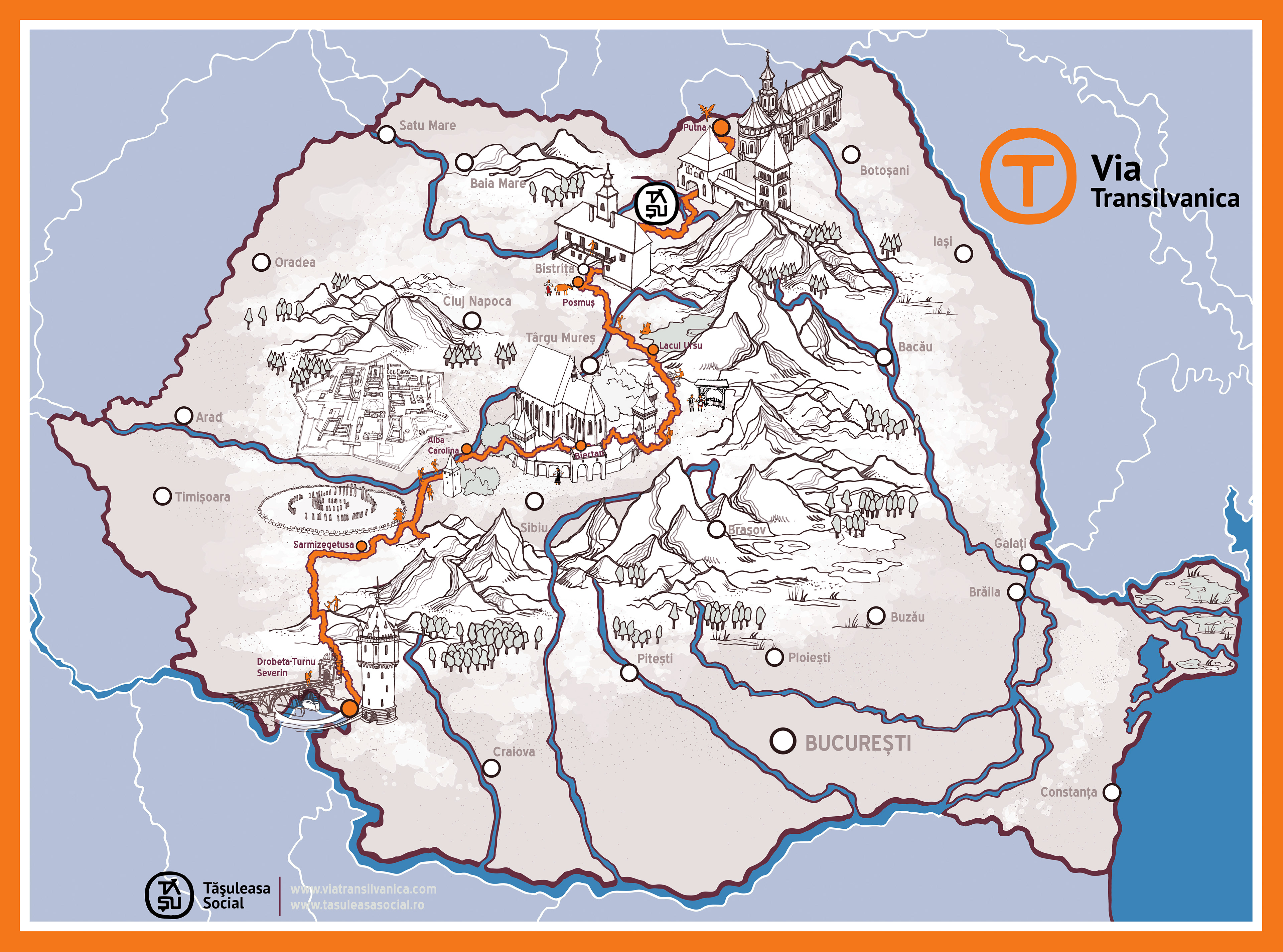 - map illustration of the Via Transilvanica trail // 2019 -