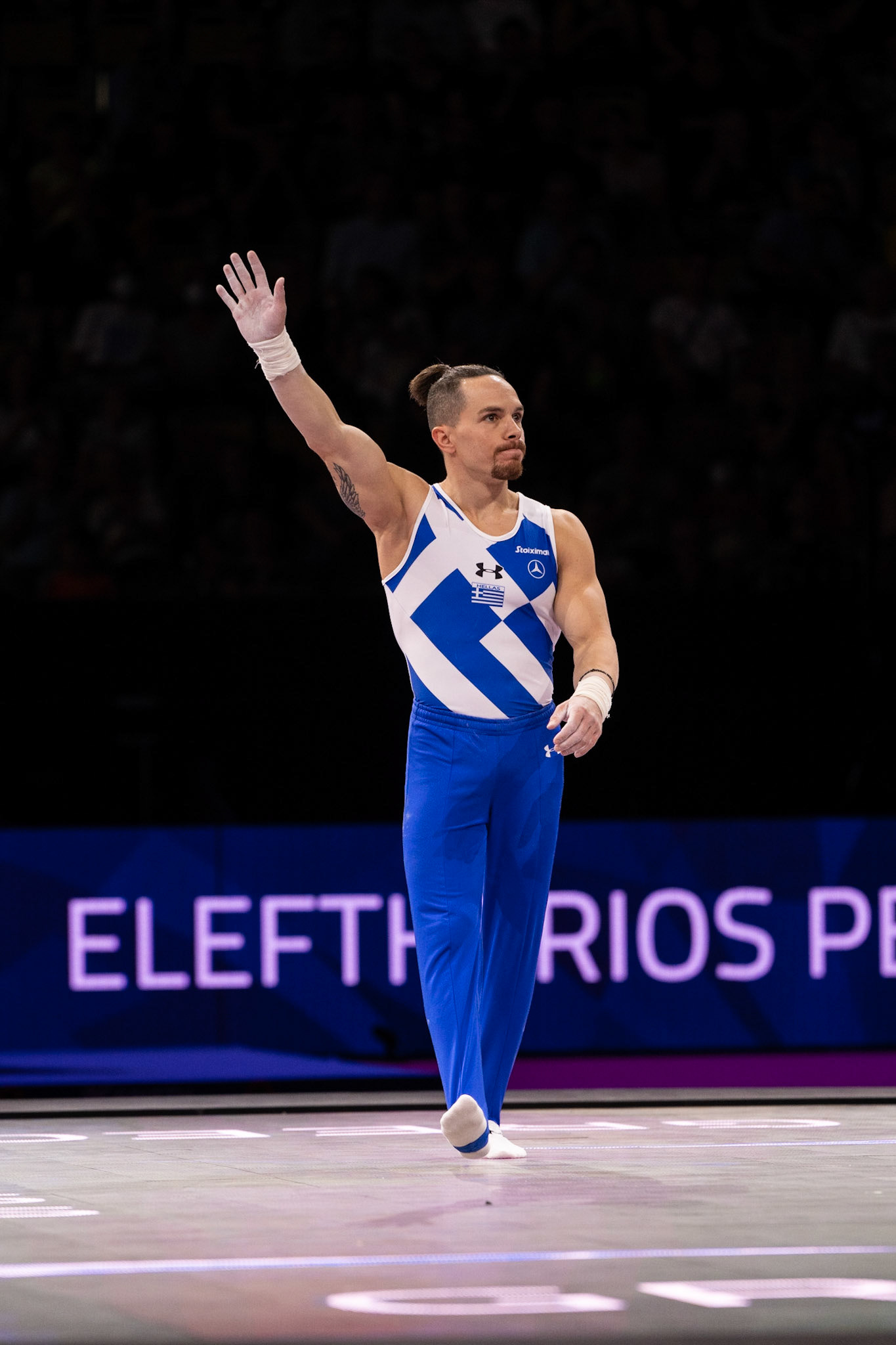 European Championships 2022, Apparatus Final, Presentation of AthletesDepicted: Eleftherios PetrouniasPhoto taken in Munich, DEU on 2022-08-21Photo credits should read: Norman Seibert, CC BY-SA 4.0NIKON Z 9, NIKKOR Z 70-200mm f/2.8 VR S¹⁄₈₀₀ Sek. bei ƒ / 4,0File: DSC_2052.NEF