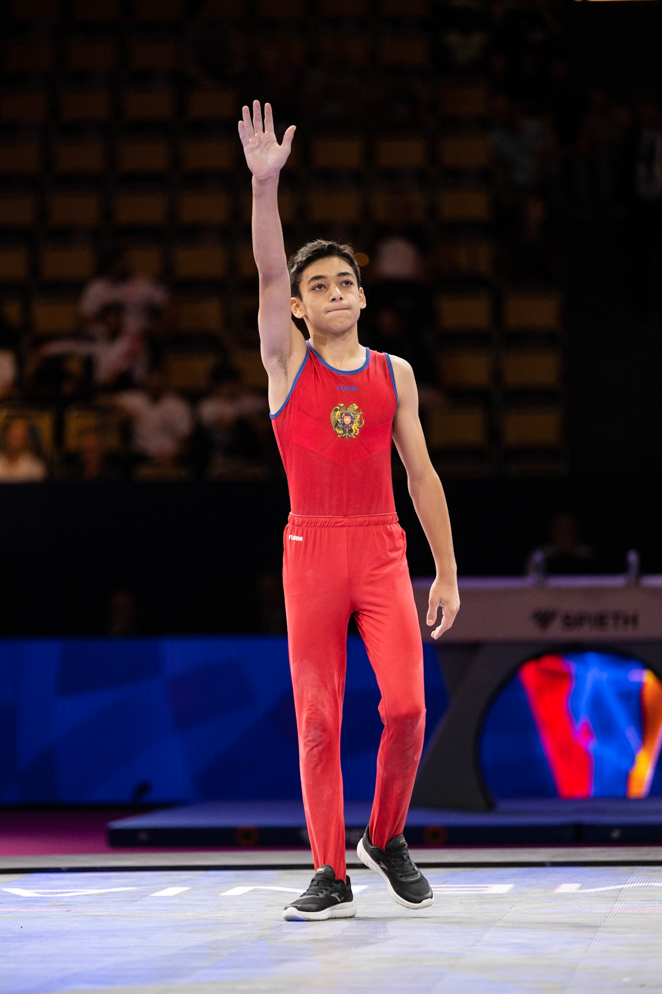 European Championships 2022, Apparatus Final, Presentation of AthletesDepicted: Mamikon KhachatryanPhoto taken in Munich, DEU on 2022-08-21Photo credits should read: Norman Seibert, CC BY-SA 4.0NIKON Z 9, NIKKOR Z 70-200mm f/2.8 VR S¹⁄₈₀₀ Sek. bei ƒ / 2,8File: DSC_6865.NEF
