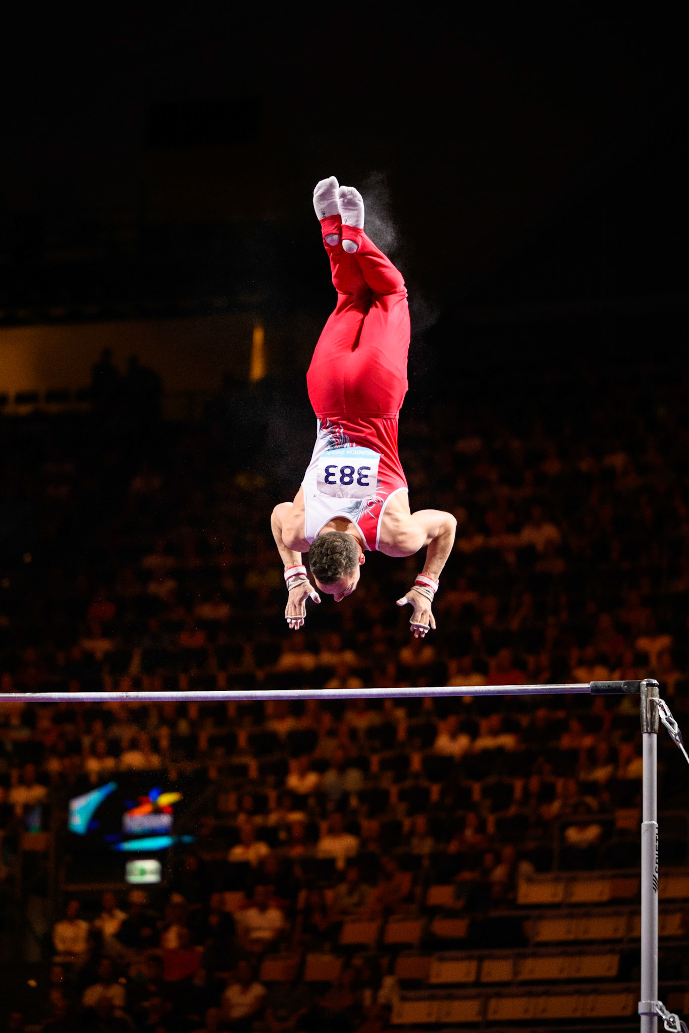 European Championships 2022, Apparatus Final, Horizontal BarDepicted: Noe SeifertPhoto taken in Munich, DEU on 2022-08-21Photo credits should read: Norman Seibert, CC BY-SA 4.0NIKON Z 9, NIKKOR Z 70-200mm f/2.8 VR S¹⁄₁₆₀₀ Sek. bei ƒ / 2,8File: DSC_9109 2.NEF