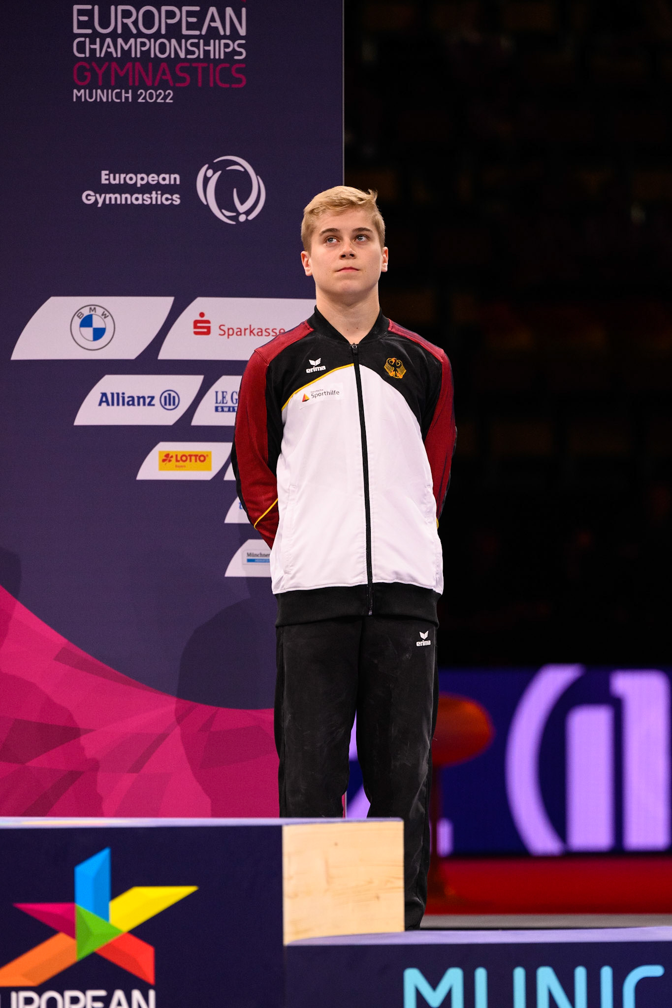 European Championships 2022, Apparatus Final, Victory CeremonyDepicted: Jukka NissinenPhoto taken in Munich, DEU on 2022-08-21Photo credits should read: Norman Seibert, CC BY-SA 4.0NIKON Z 9, NIKKOR Z 70-200mm f/2.8 VR S¹⁄₈₀₀ Sek. bei ƒ / 4,0File: DSC_3532.NEF