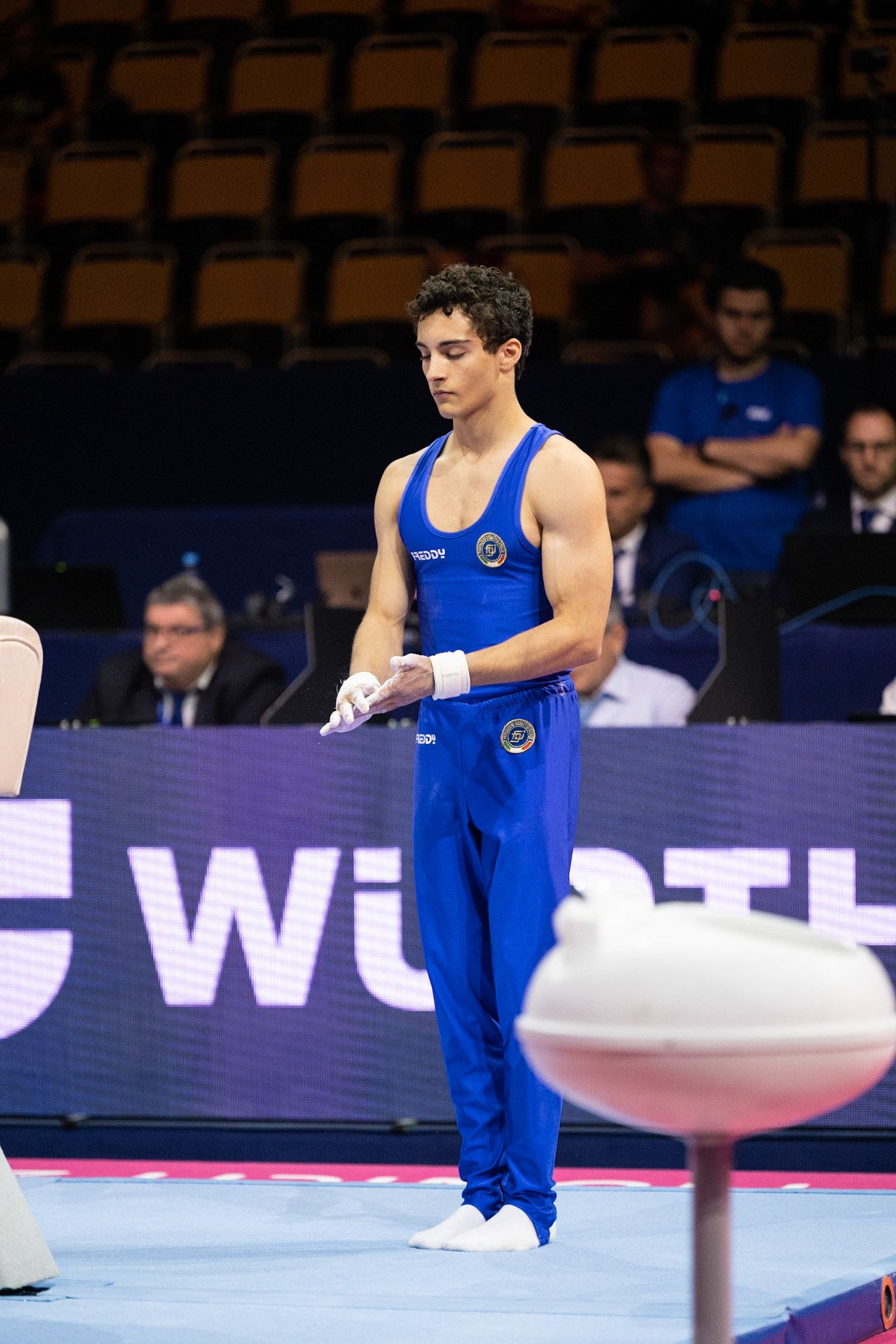 European Championships 2022, All-around Competition, Pommel HorseDepicted: Riccardo VillaPhoto taken in Munich, DEU on 2022-08-19Photo credits should read: Norman Seibert, CC BY-SA 4.0NIKON Z 9, NIKKOR Z 70-200mm f/2.8 VR S¹⁄₁₆₀₀ Sek. bei ƒ / 2,8File: DSC_4860.NEF