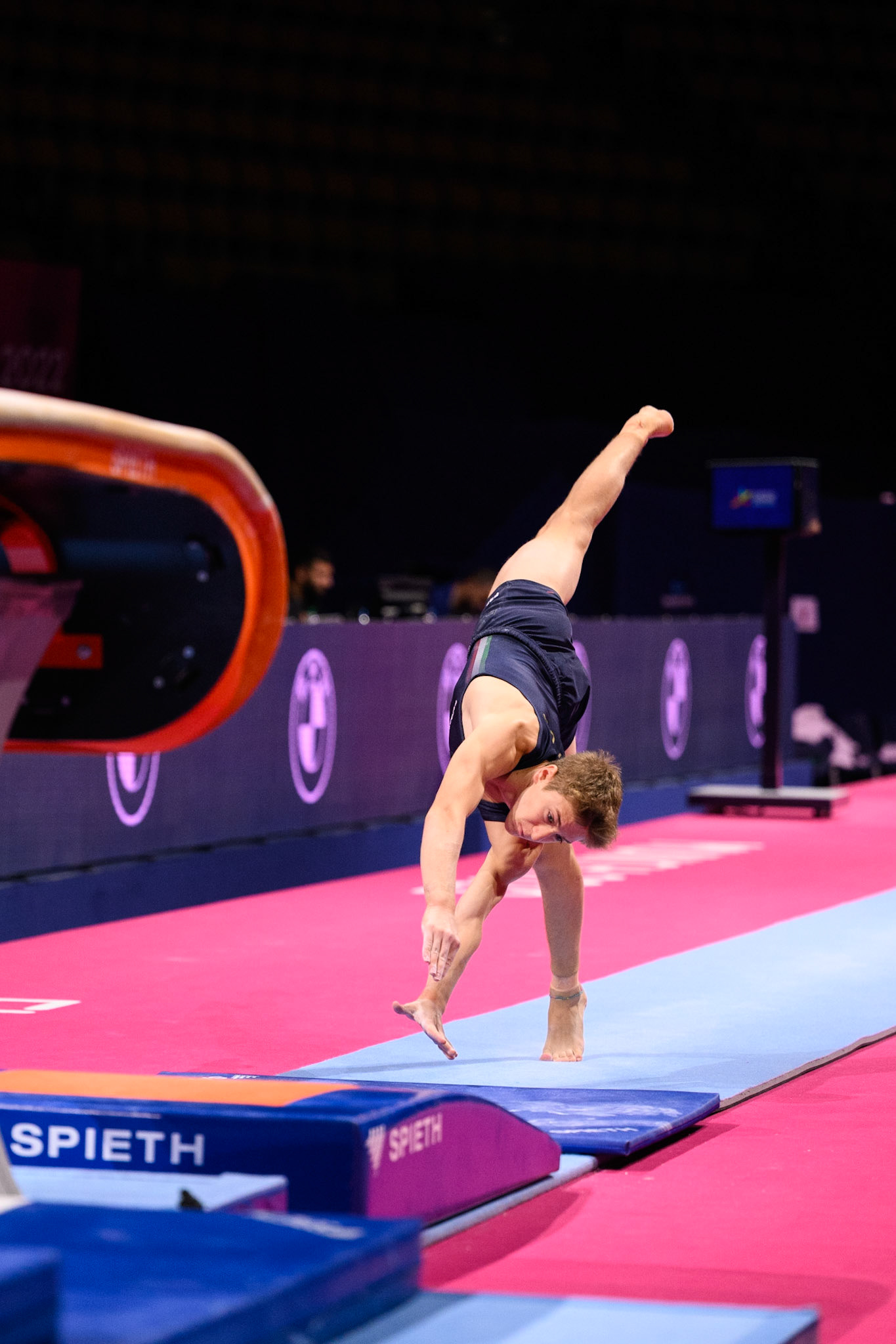 European Championships 2022, Podium Training, VaultDepicted: Tommaso BrugnamiPhoto taken in Munich, DEU on 2022-08-17Photo credits should read: Norman Seibert, CC BY-SA 4.0NIKON Z 9, NIKKOR Z 70-200mm f/2.8 VR S¹⁄₁₆₀₀ Sek. bei ƒ / 2,8File: DSC_0966.NEF
