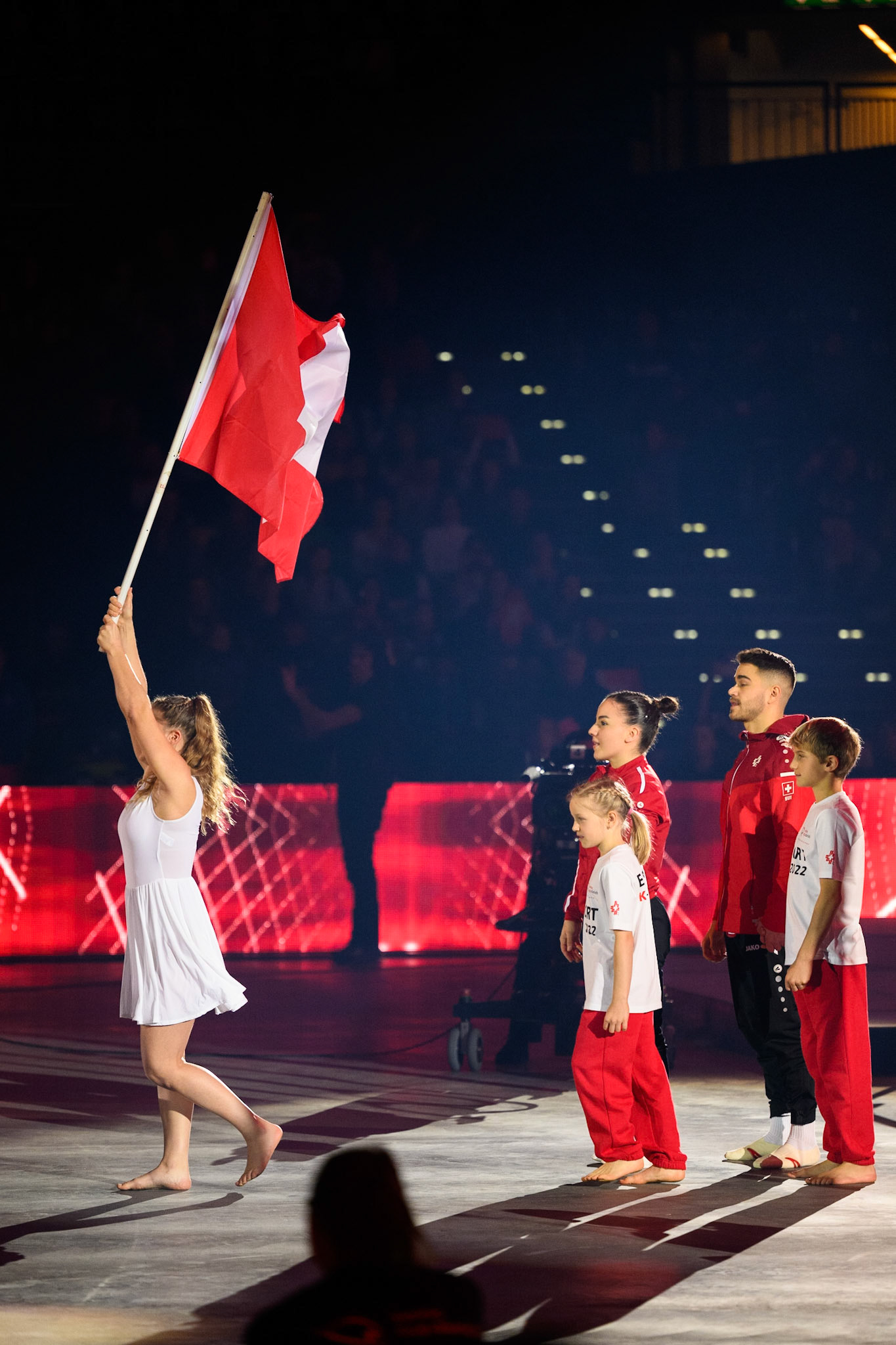 Swiss Cup Zurich 2022, Opening Ceremony, Depicted: Taha Sarhani, Anina WildiPhoto taken in Zurich, SUI on 2022-11-27Photo credits should read: Norman Seibert, CC BY-SA 4.0NIKON Z 9, NIKKOR Z 70-200mm f/2.8 VR S¹⁄₁₆₀₀ Sek. bei ƒ / 2,8File: DSC_8279.NEF